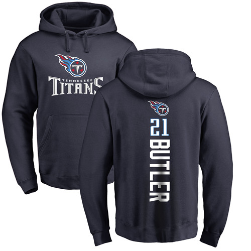 Tennessee Titans Men Navy Blue Malcolm Butler Backer NFL Football #21 Pullover Hoodie Sweatshirts